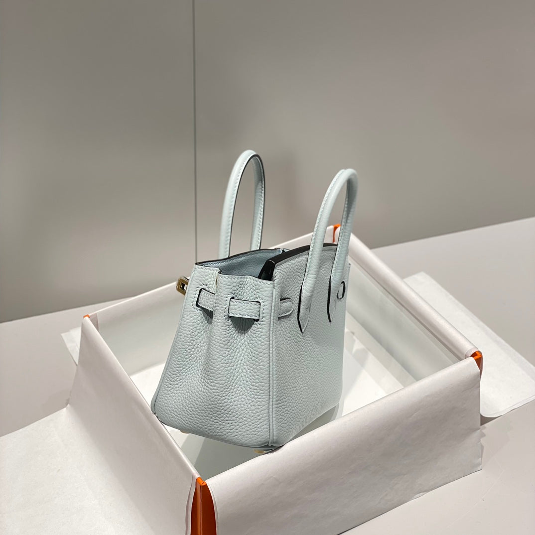 Hermes Birkin 20Cm Blue Pale Togo Leather Gold Hardware