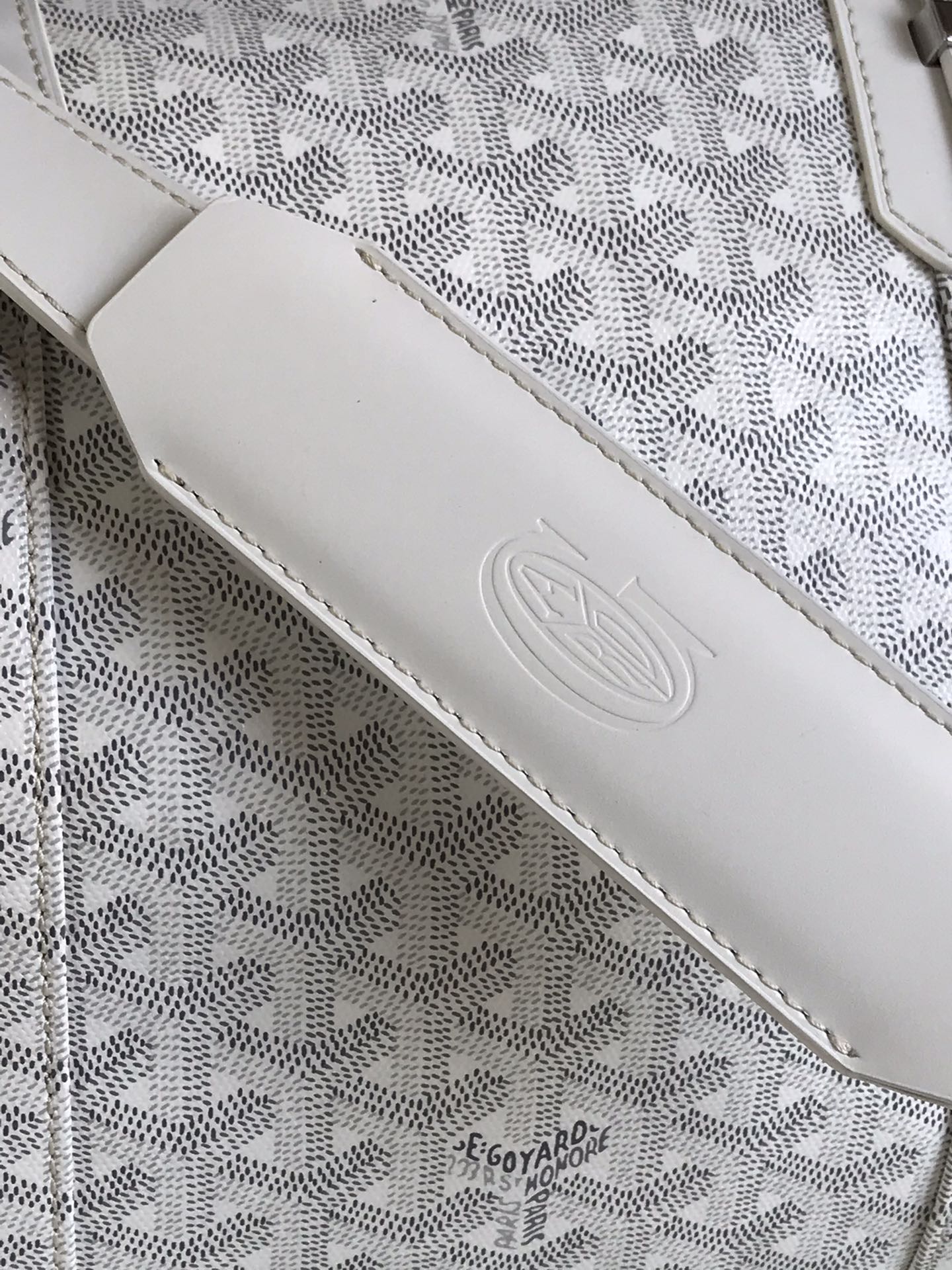 Goyard Boston 50 Bag Cm White Goyardine Canvas And Calfskin Trim