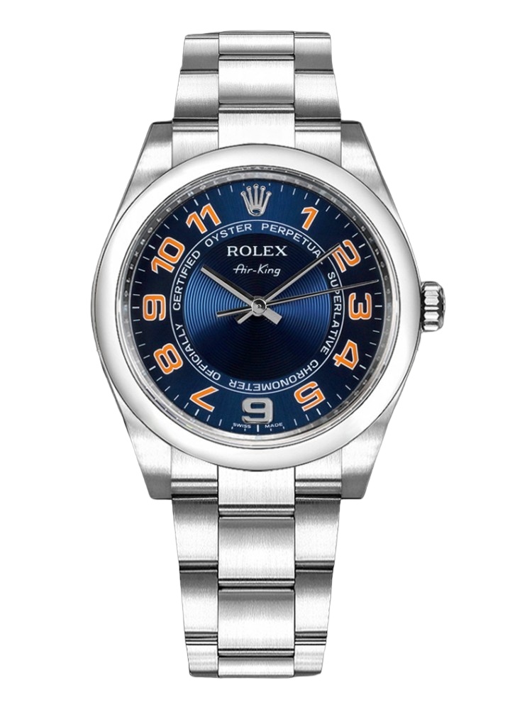 【Super Clone】Rolex Oyster Perpetual Air-King 114200 Concentric Blue Dial 34mm Unisex Replica watch