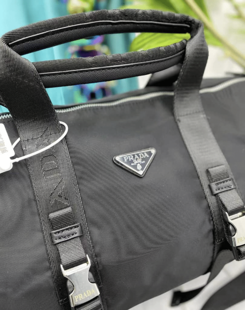 Prada Nylon And Saffiano Leather Duffle Bag