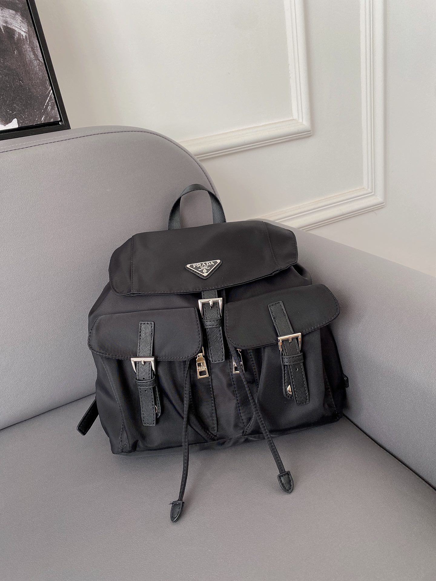 Prada Re-Nylon Medium Backpack Black