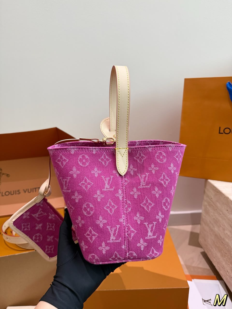 Louis Vuitton All In BB Bag Fuchsia Denim Fabric 16cm M27626