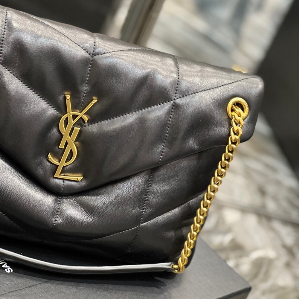 Saint Laurent Puffer Medium In Leather Gold Hardware Black 35cm 5774751EL071000
