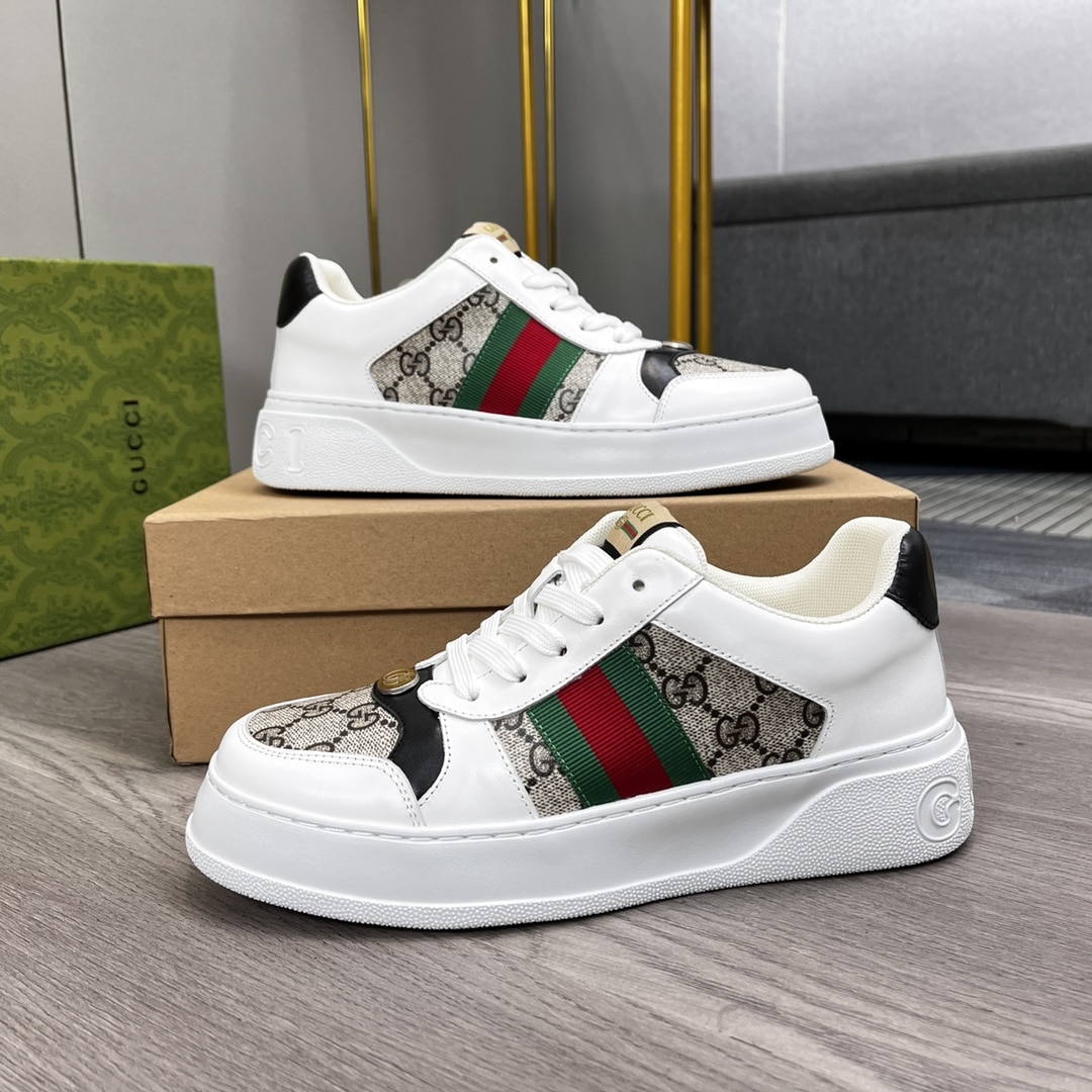 Gucci Screener Sneaker Gg Canvas With Web White