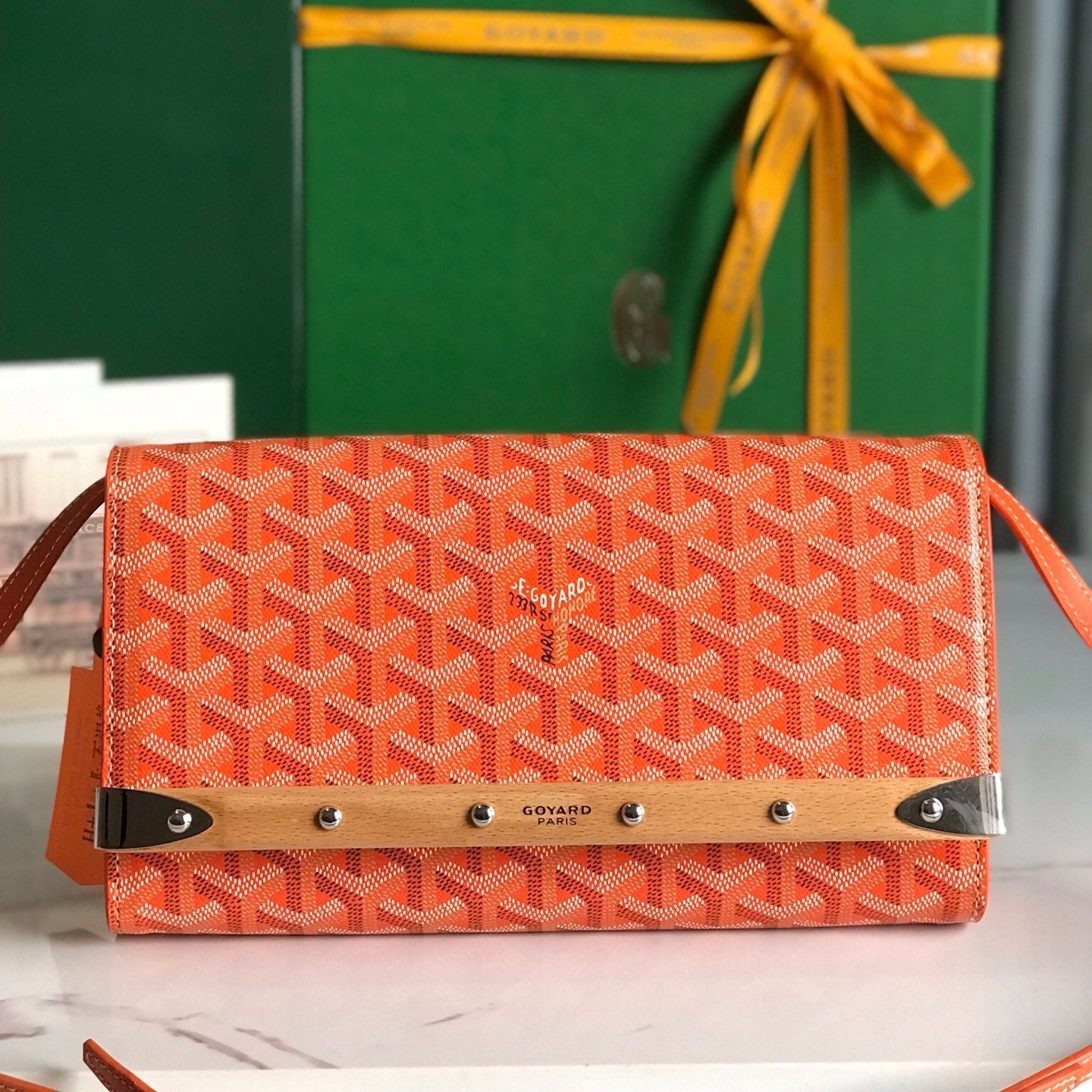 Goyard Monte-Carlo Pm Clutch 25cm Orange Goyardine Canvas
