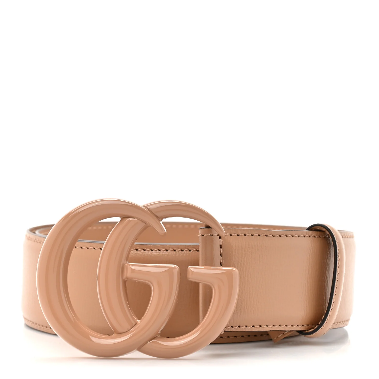 Azalea Calfskin Enamel Monochrome Double G 40mm Belt 80 32 Camelia