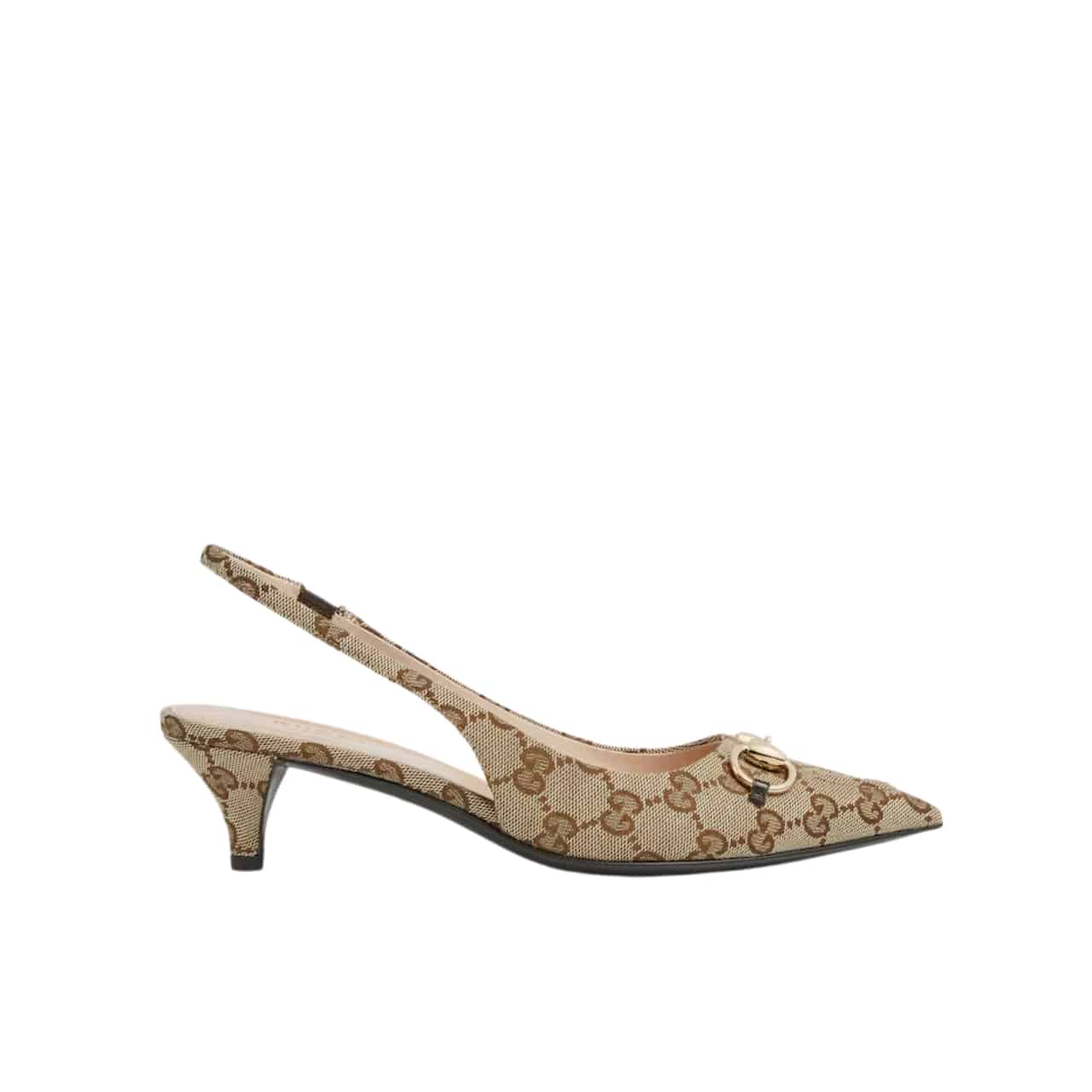 Gucci Women’S Gg Canvas Slingback Pump Beige And Ebony Original Gg Canvas 782627 2Hk80 9763