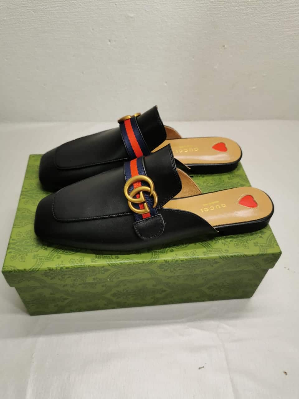 Gucci Women’S Princetown Slipper Double G Black Leather 423694 Dkhc0 1061