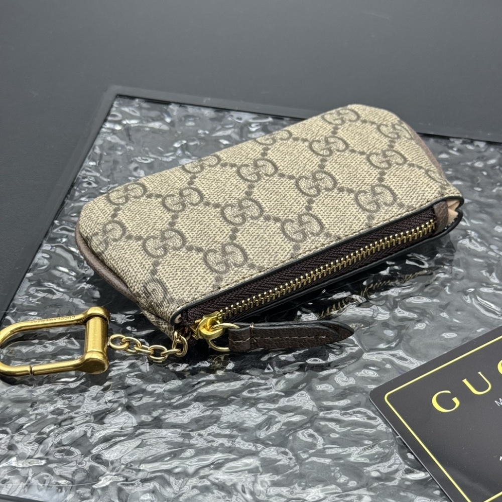 Gucci Gg Supreme Canvas Wallet Ophidia Key Case Beige And Ebony 12.5cm