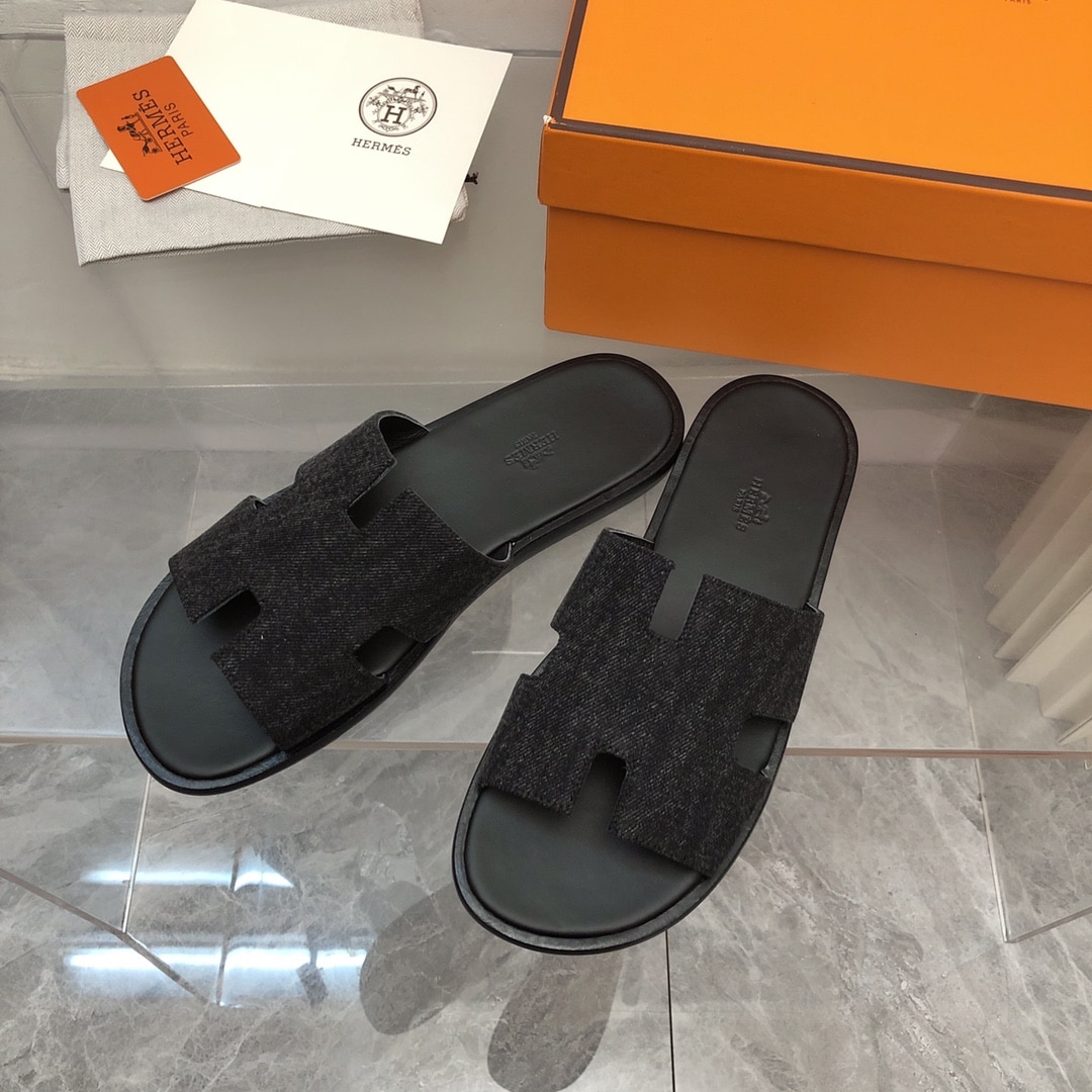 Hermes Izmir Sandal Noir Denim