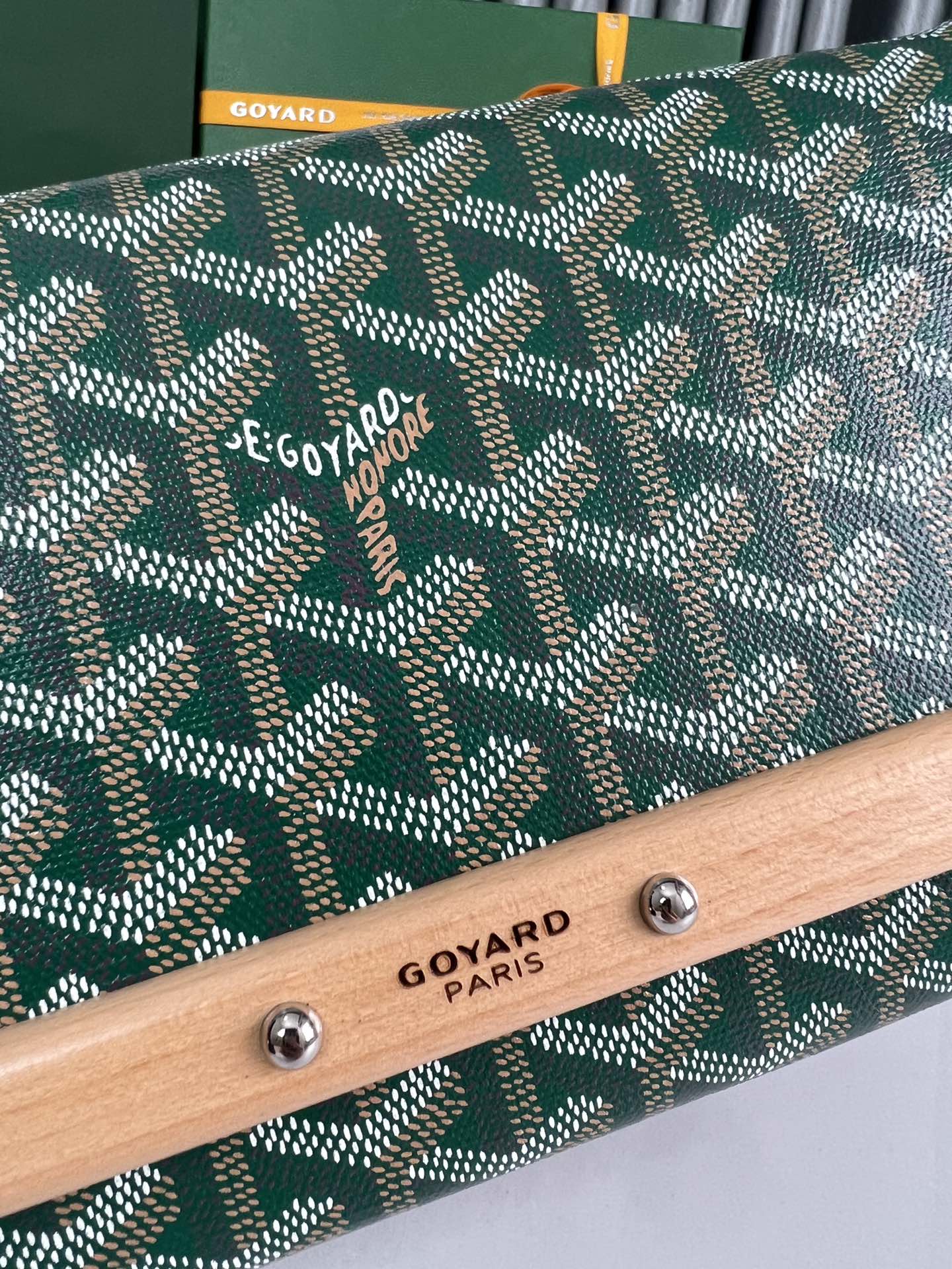 Goyard Monte-Carlo Pm Clutch 25cm Green Goyardine Canvas