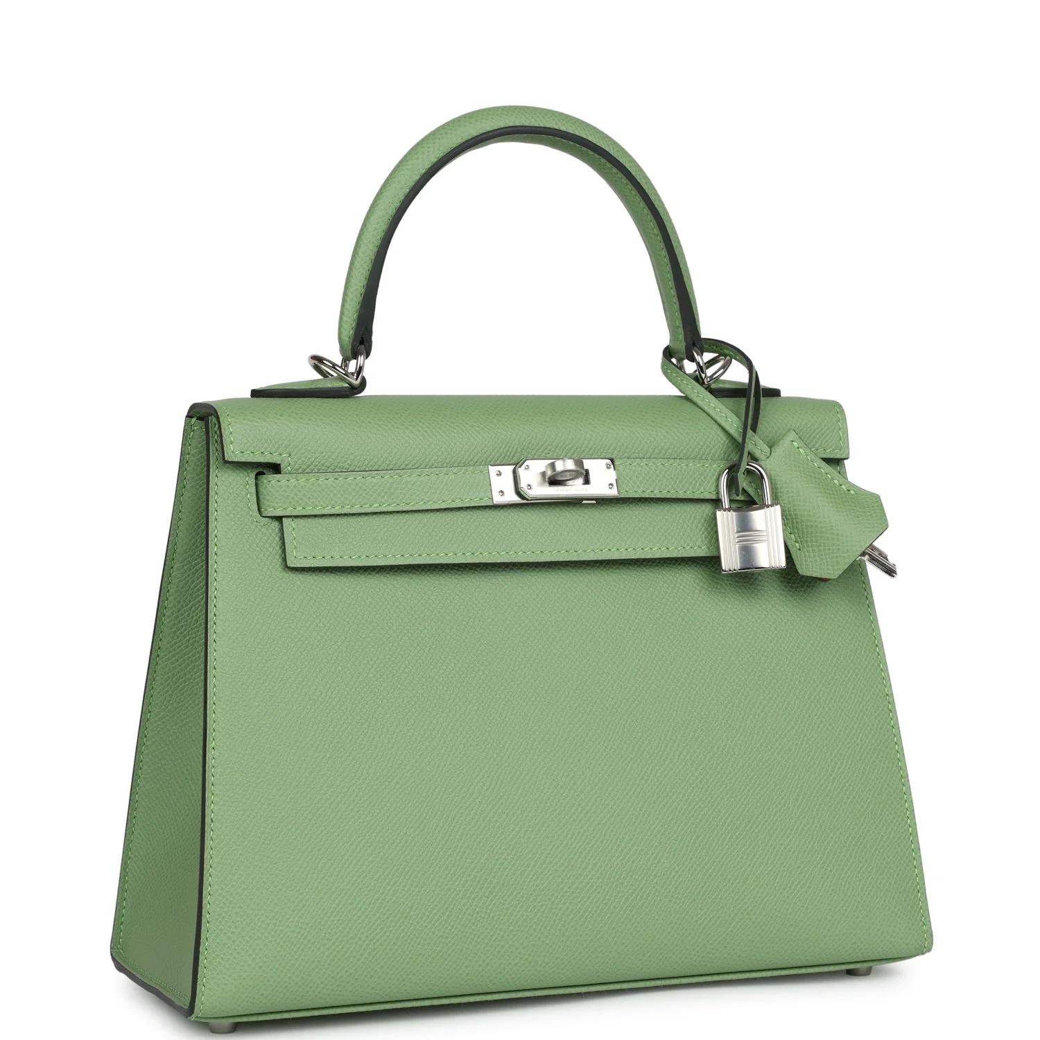 Hermes Kelly 25 Bag In Vert Criquet Epsom Leather For Women 25cm/10in