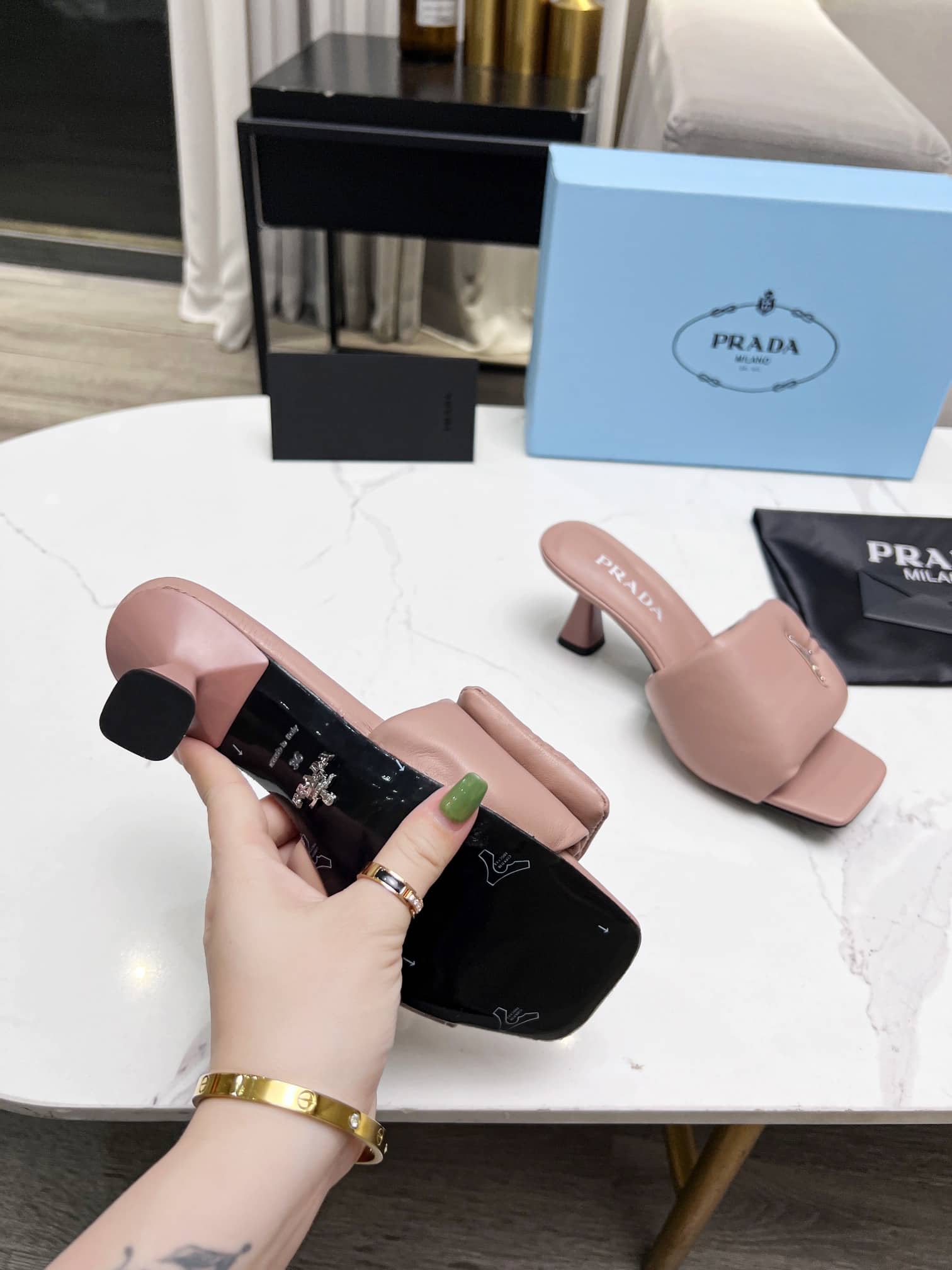 Prada Soft Padded Nappa Sandals Pink