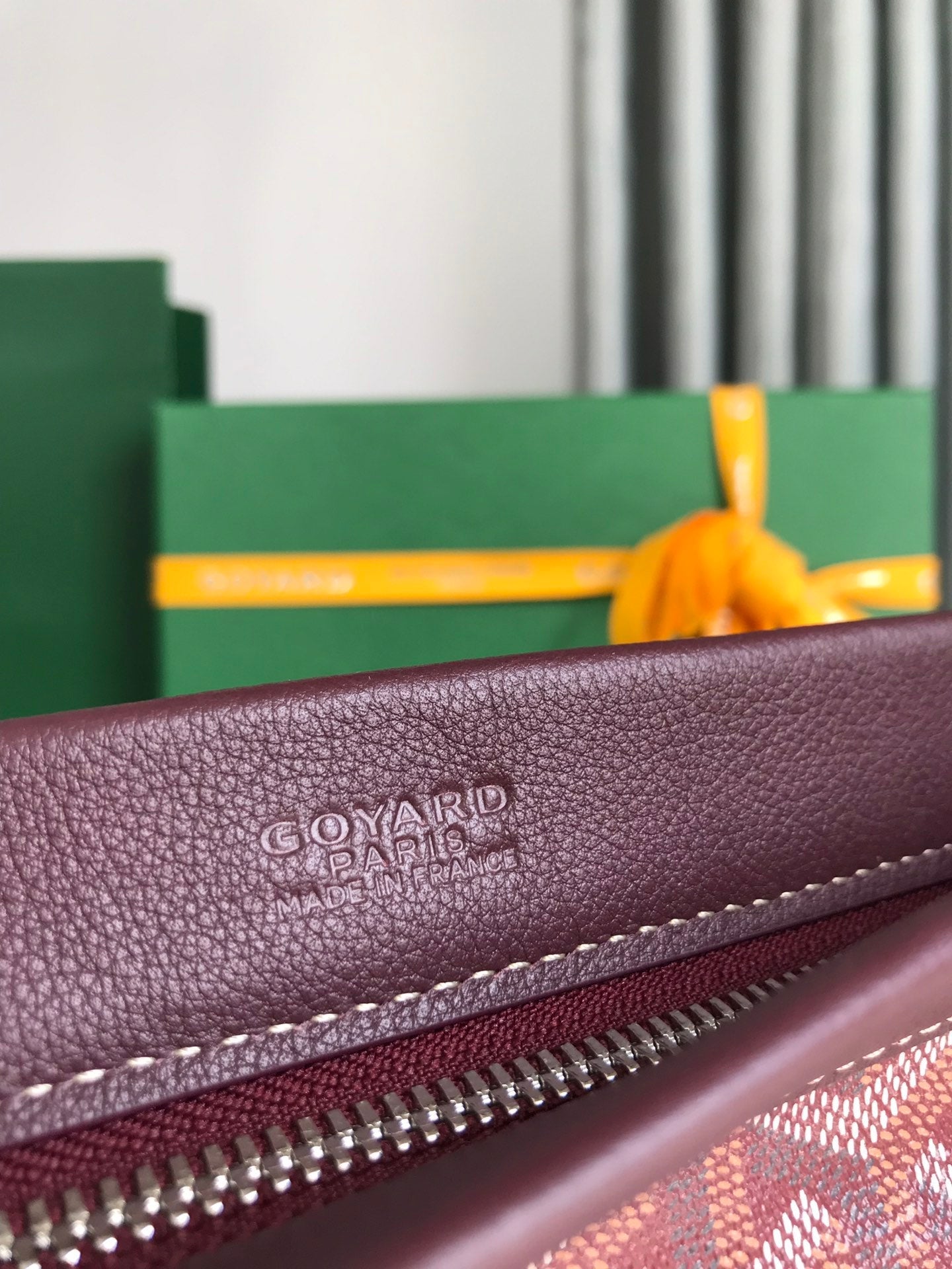 Goyard Conti Pouch 24 Cm Wine Red Lambskin And Goyardine Canvas