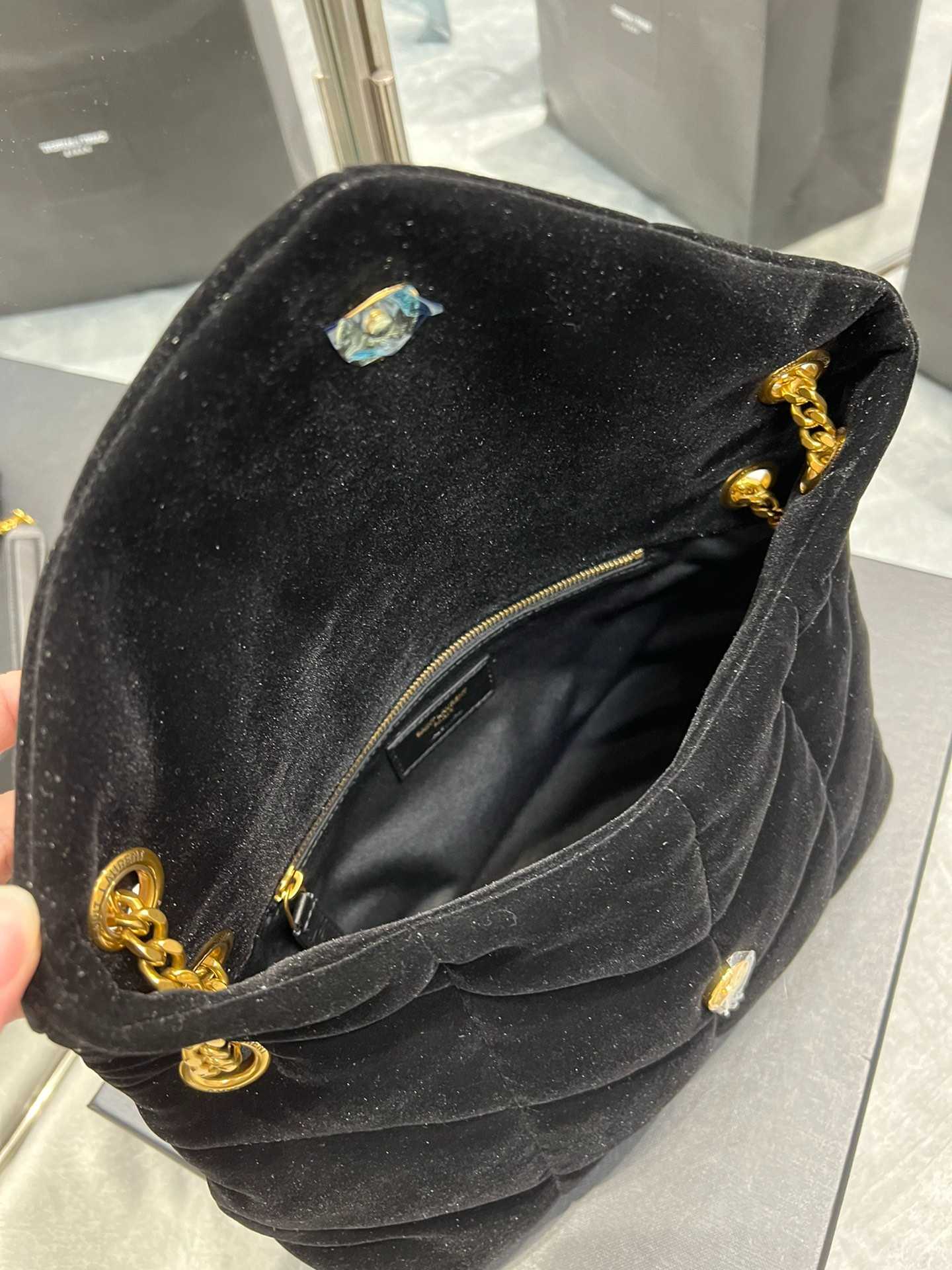 Saint Laurent Lou Puffer Toy Bag In Quilted Black