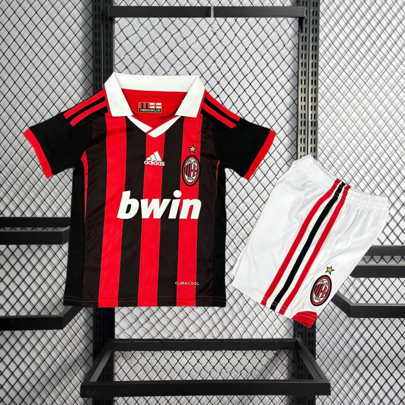Retro KIDS 2009-10 KIDS AC Milan Home ZAMBROTTA KAKA MALDINI RONALDINHO BECKHAM ELSHAARAWY PIRLO INZAGHI Football jersey retro