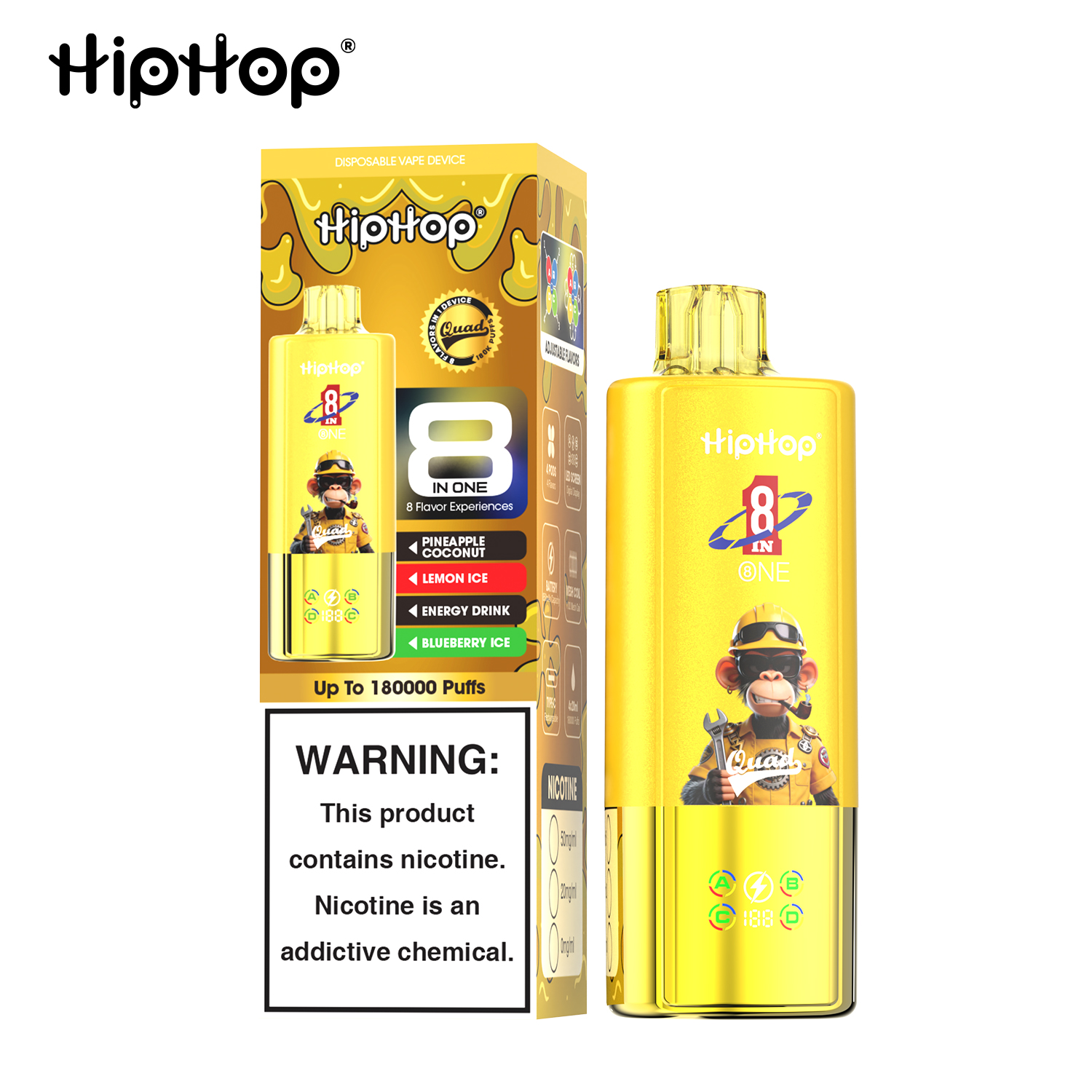 HIPHOP 180k Puffs Prefilled Vape |  Rechargeable