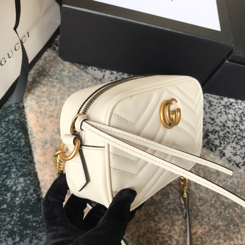 Gucci GG Marmont Small Matelassé Camera Bag White 24cm 447632 DTD1T 9022