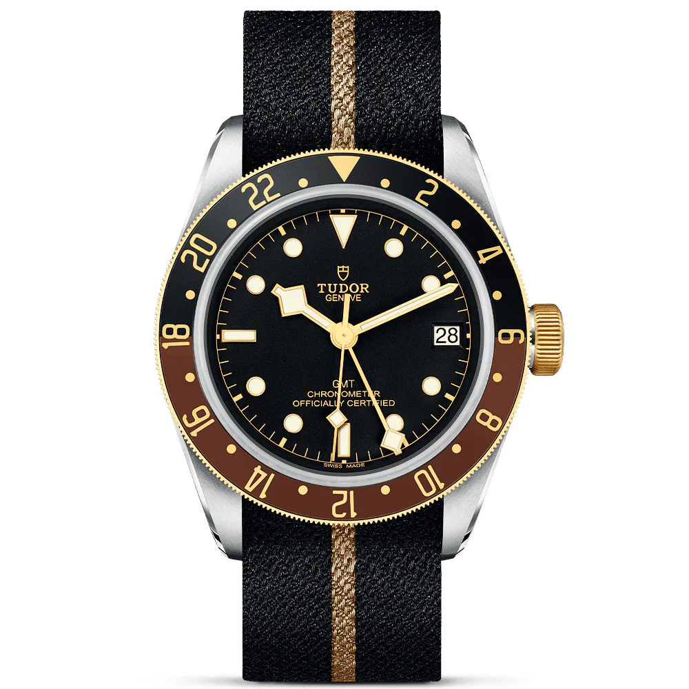 TUDOR Black Bay GMT S&G Steel and 18ct Yellow Gold 41mm Fabric Strap Watch M79833MN-0004