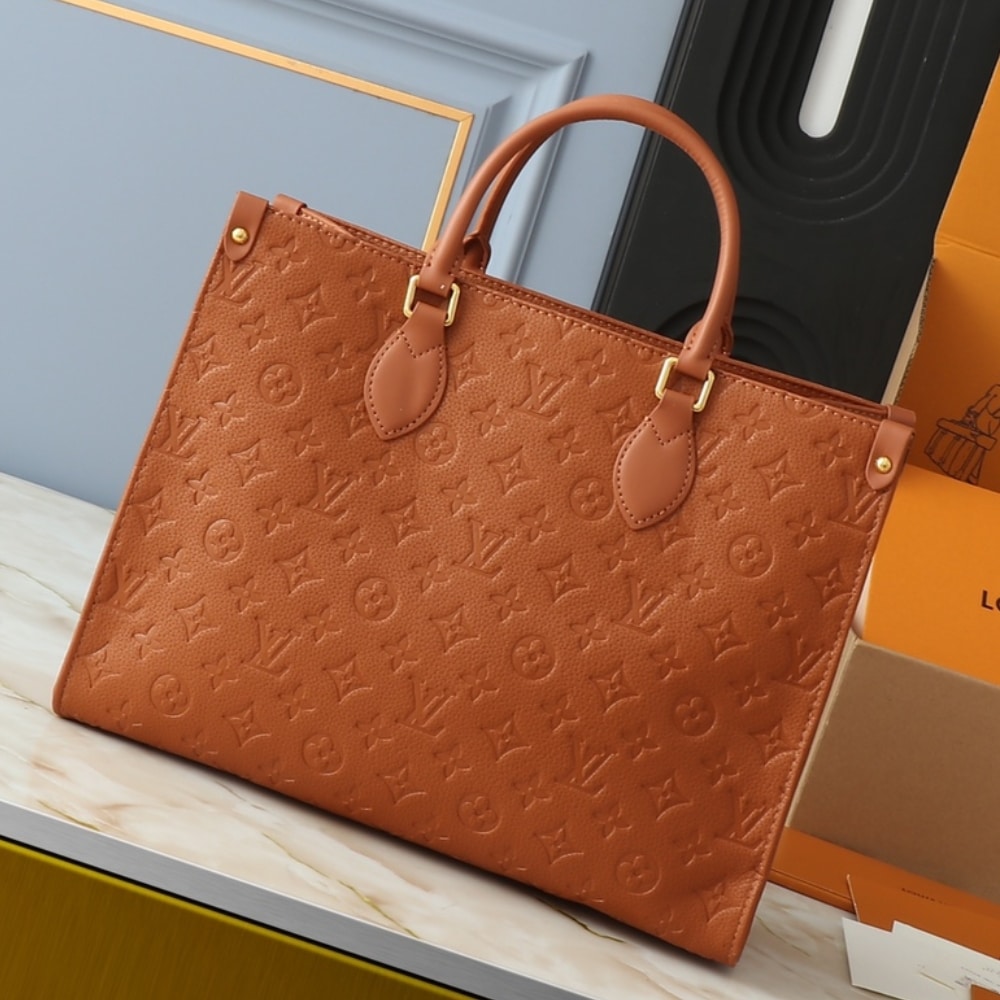 Louis Vuitton On The Go MM Monogram Empreinte Leather Cognac 35Cm M12775