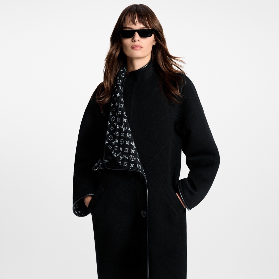 LV Classic Coat – Double-Faced Wool Long Coat with Hook Closure