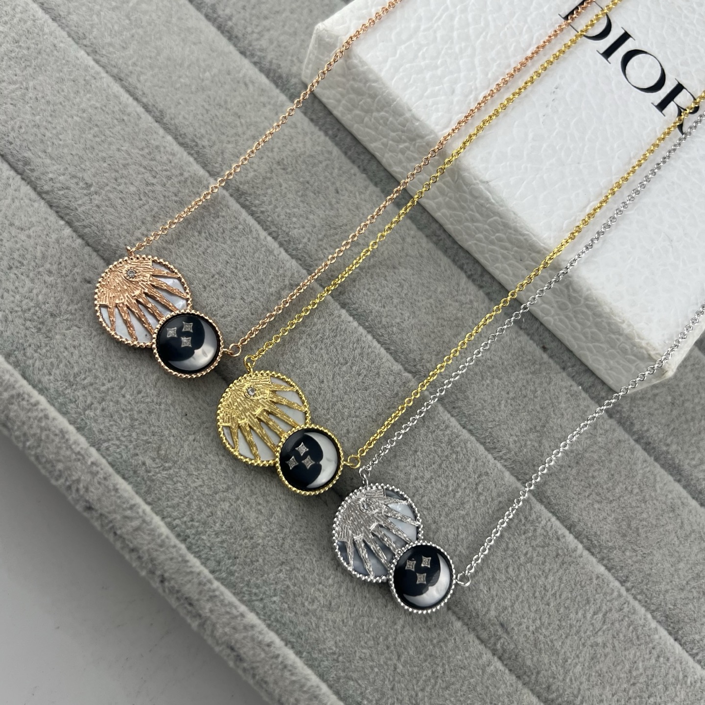 Sun God, Star, and Moon Reversible Pendant Necklace
