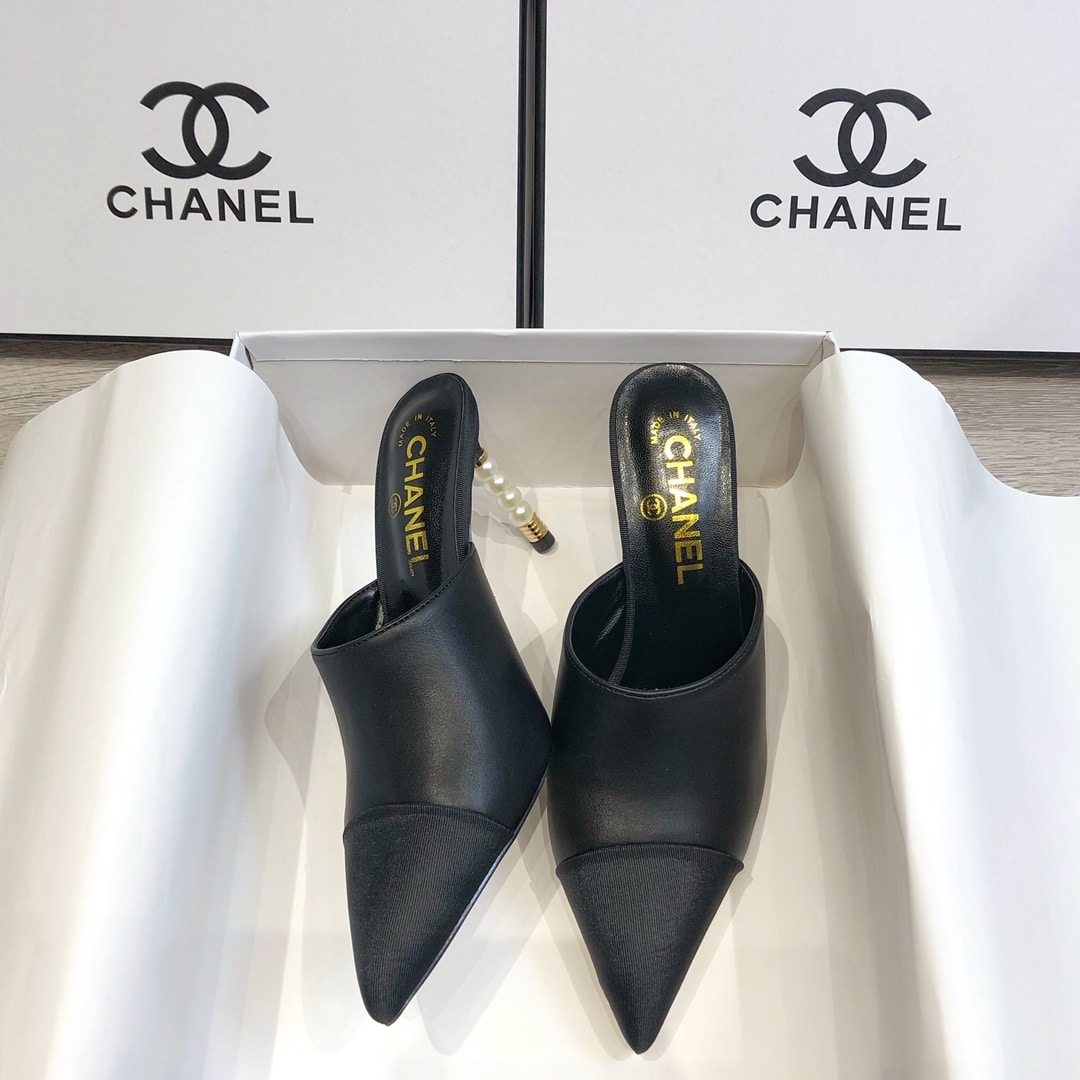 Chanel Mules Grosgrain Black