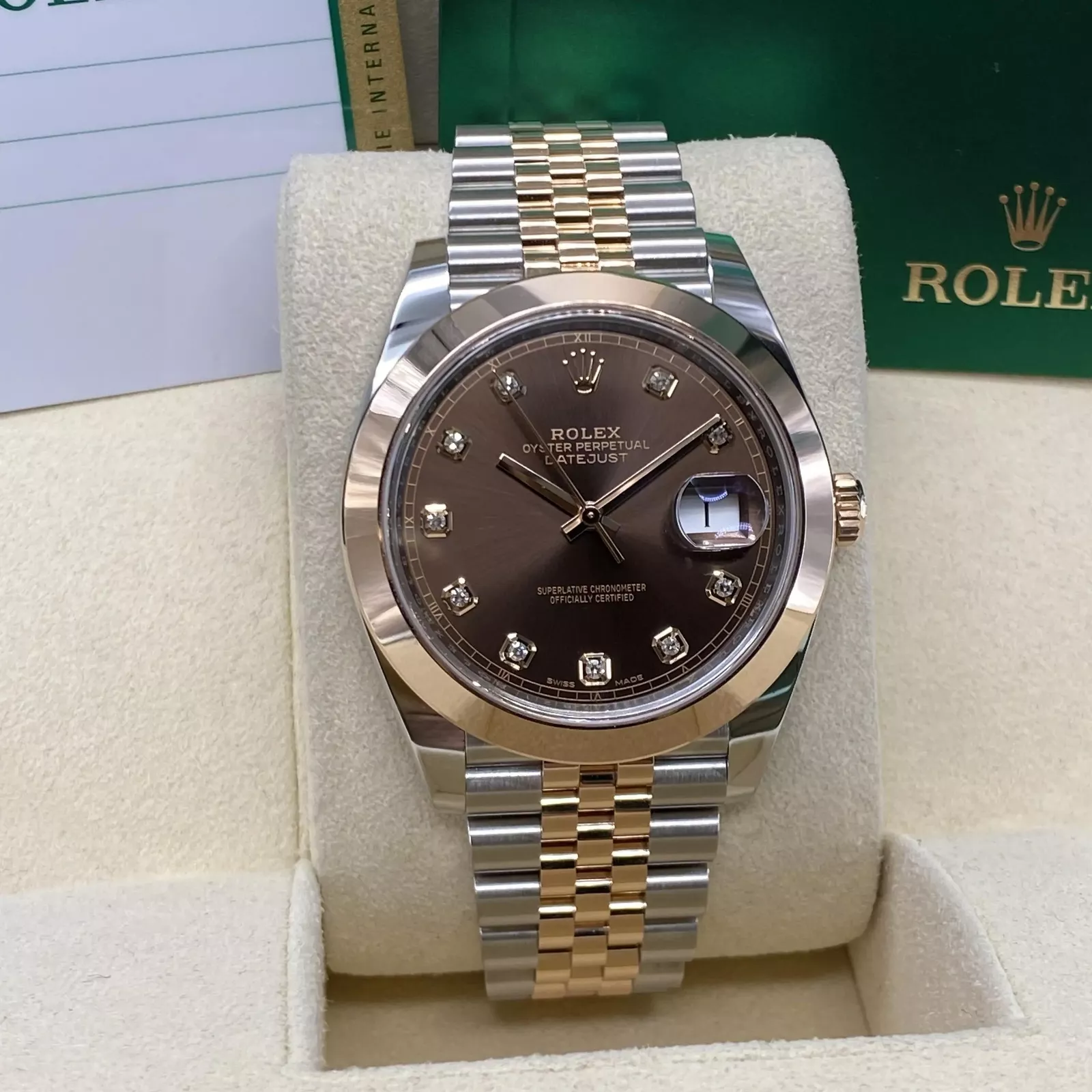 【Super Clone】RLX Datejust 41mm 126301 Chocolate Diamond Jubilee Steel and Everose Gold Watch