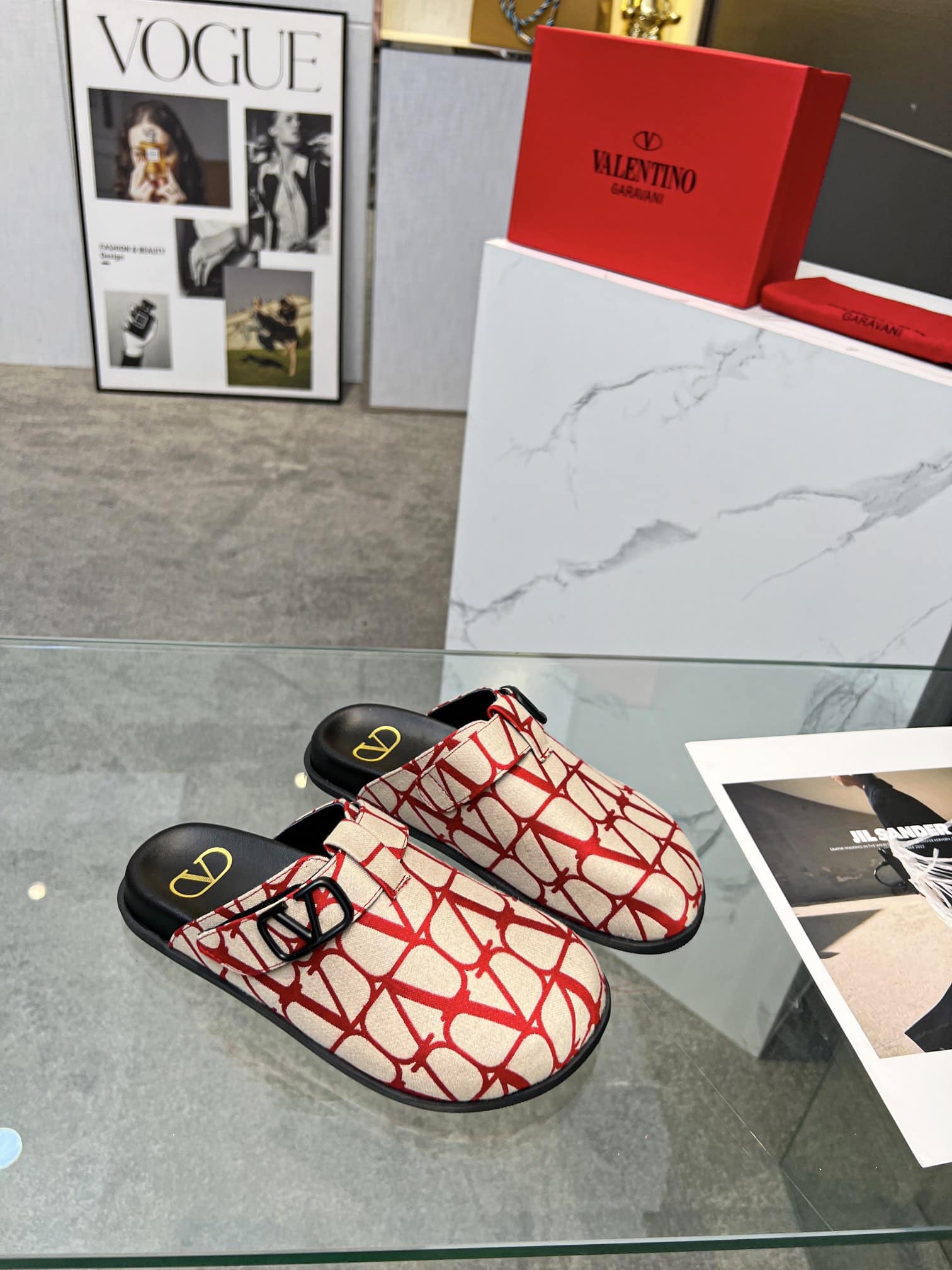 Valentino Garavani Toile Iconographe VLogo Clog Red