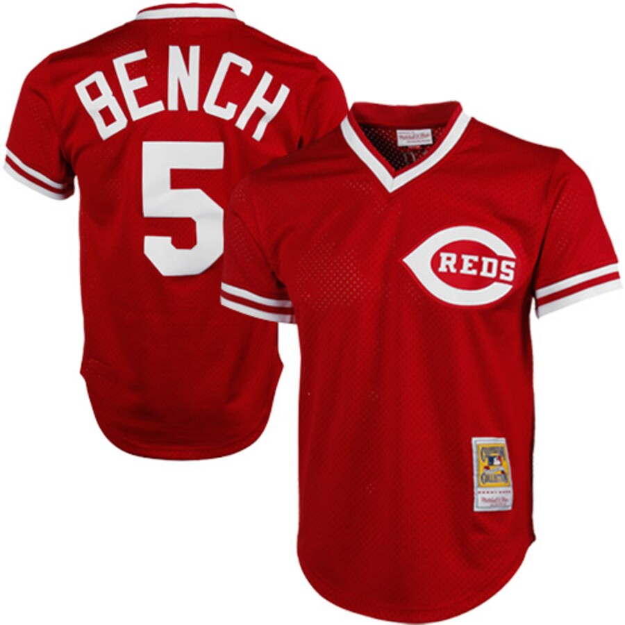 Johnny Bench Cincinnati Reds Mitchell&Ness 1983 Cooperstown Collection Mesh Batting Practice Jersey Red