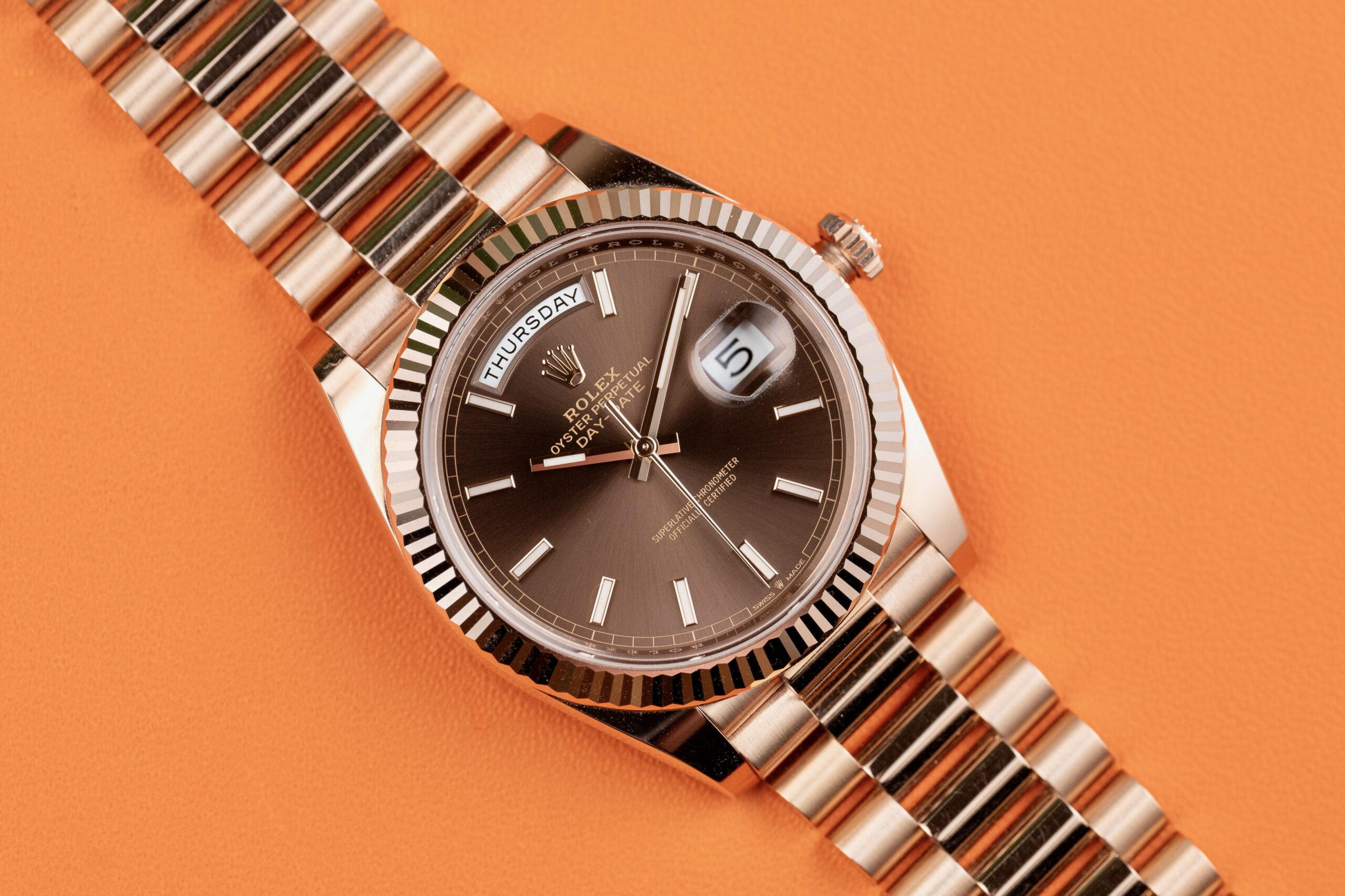 [Superclone] Rolex Day-Date 40mm Chocolate Dial Everose President 228235