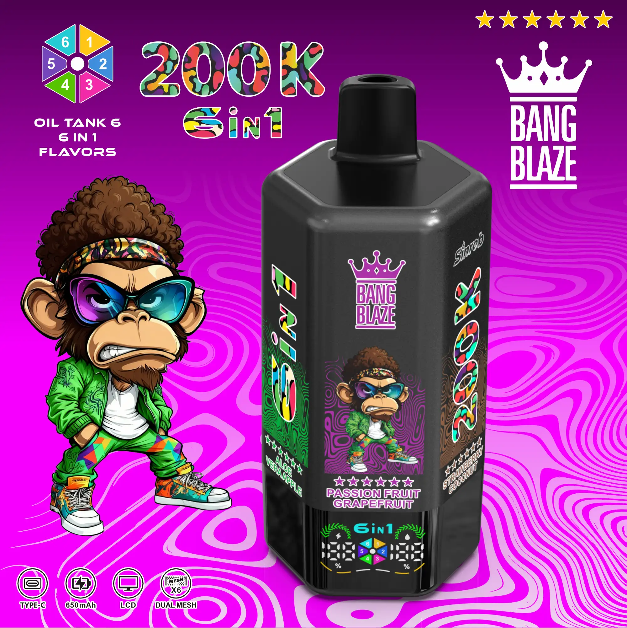 Bang Blaze 200K 6-in-1 Disposable Vape