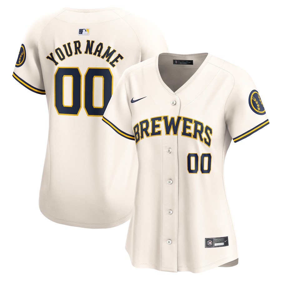 Milwaukee Brewers Women's Home Limited Custom Jersey Cream