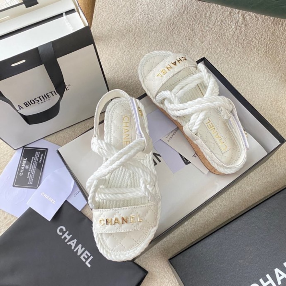 Chanel Rope Sandals Strap White