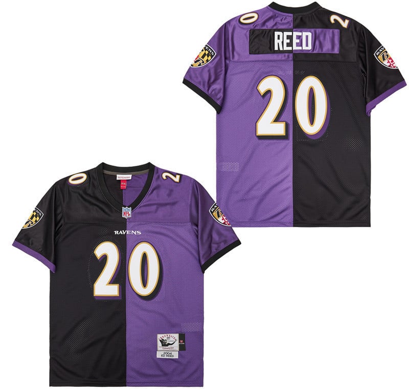 Ed Reed 20 Baltimore Ravens Two-Toned Throwback Men Jersey - Purple/Black