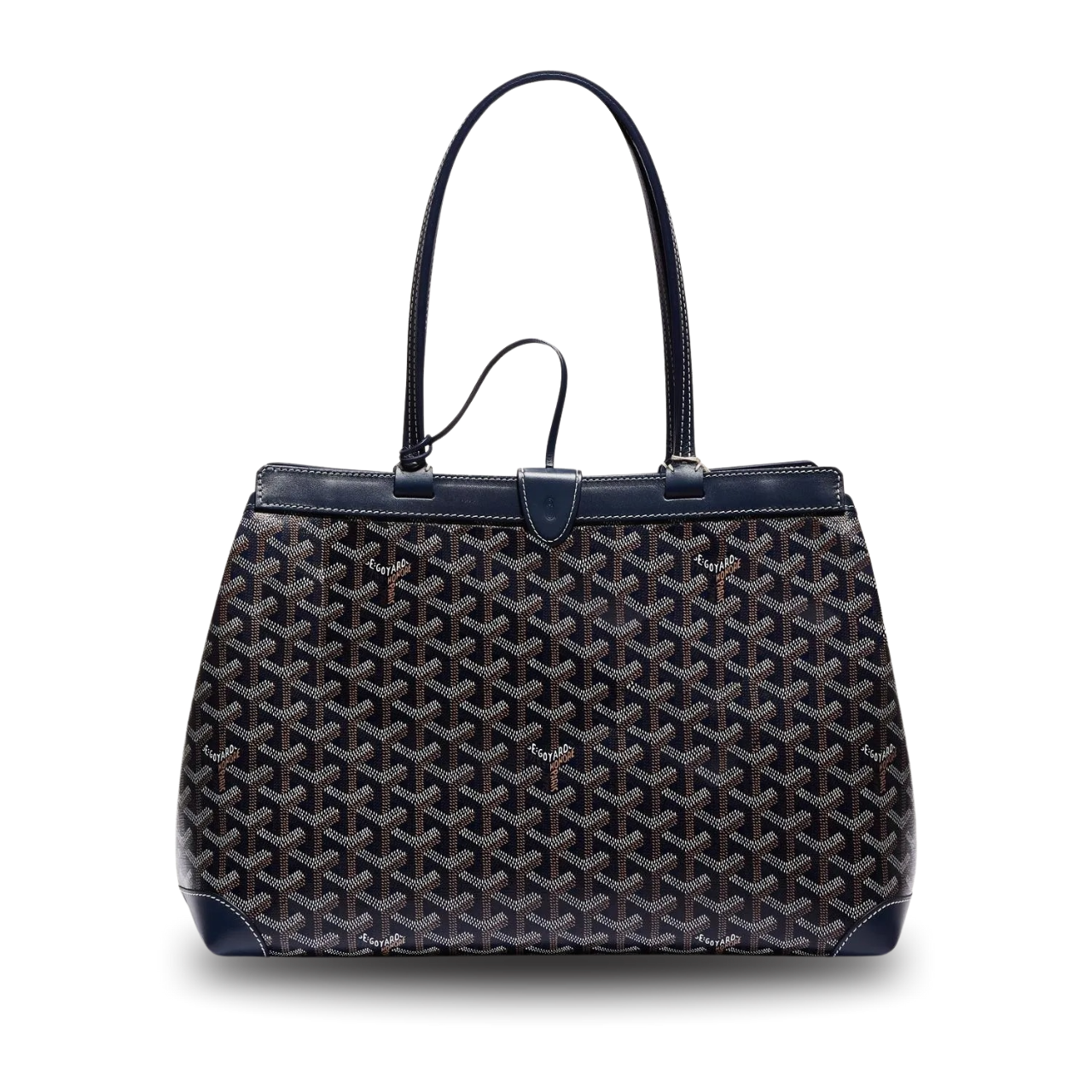 Goyard Bellechasse Biaude Pm Bag 36cm Navy Blue Goyardine Canvas And Calfskin Trim