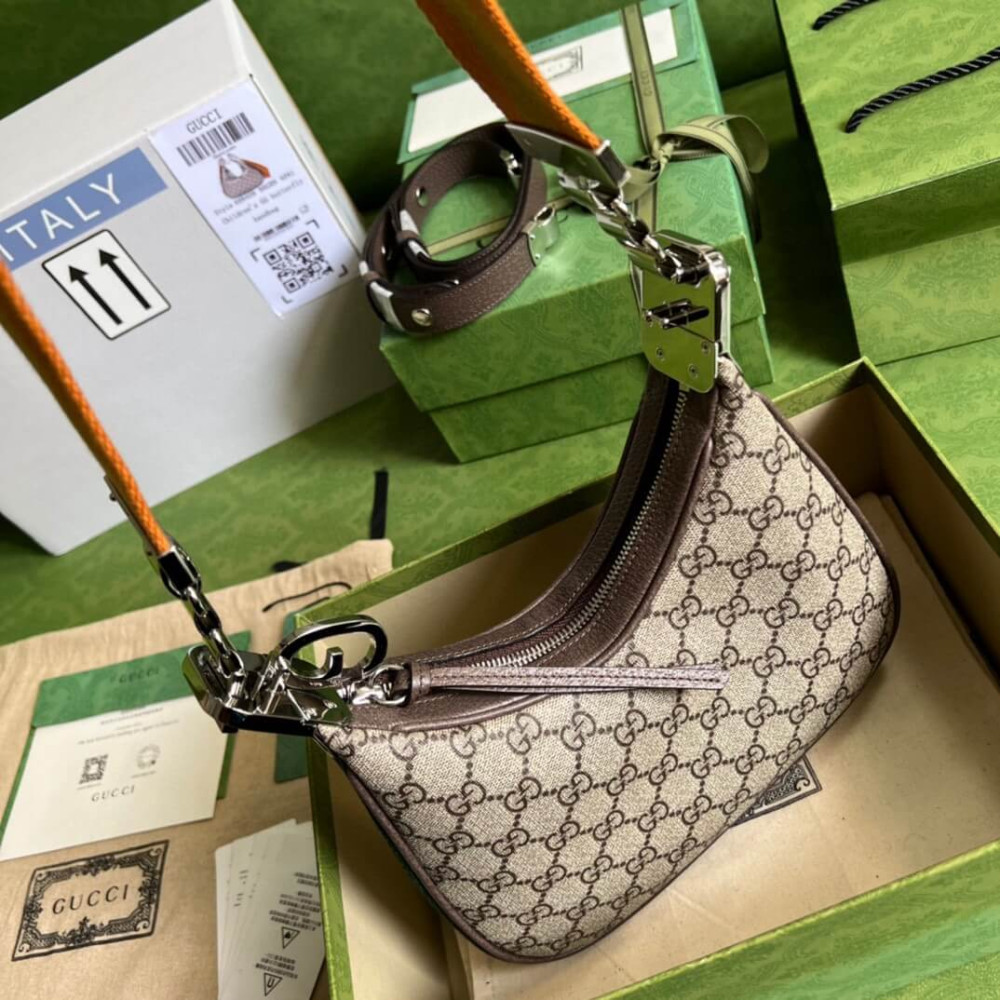 Gucci GG Supreme Attache Small Shoulder Bag Coffee
