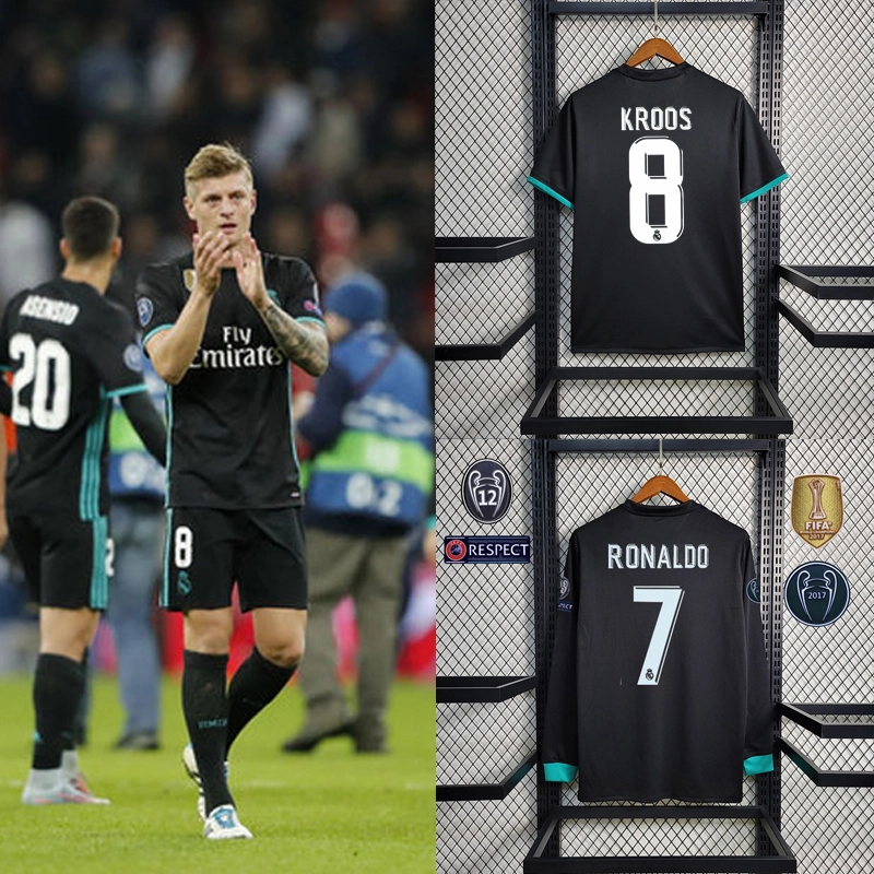 Retro 2017-18 Real Madrid Away RONALDO Benzema BALE Sergio Ramos ISCO KROOS MODRIC Football jersey retro