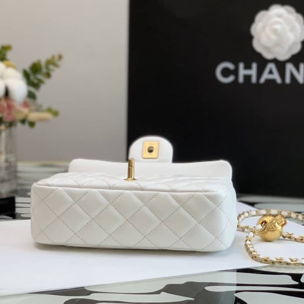 Chanel Mini Flap Bag With Pearls White 20Cm As1787 B02916 10601