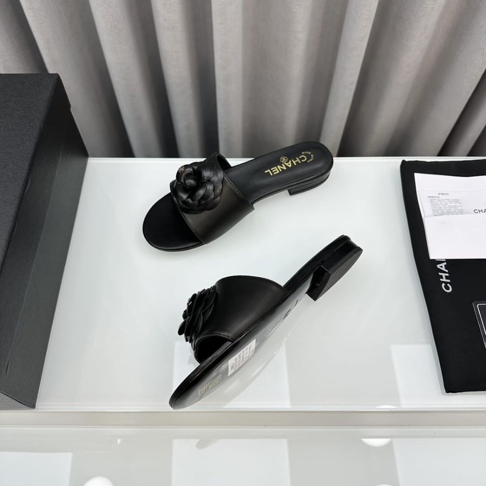 Chanel CC Mules With Camellia In Black G45499 X01000 94305