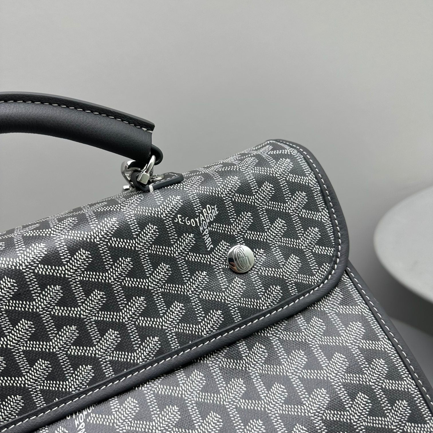 Goyard Leger Backpack 37 Cm Gray Goyardine Canvas With Calfskin Trim