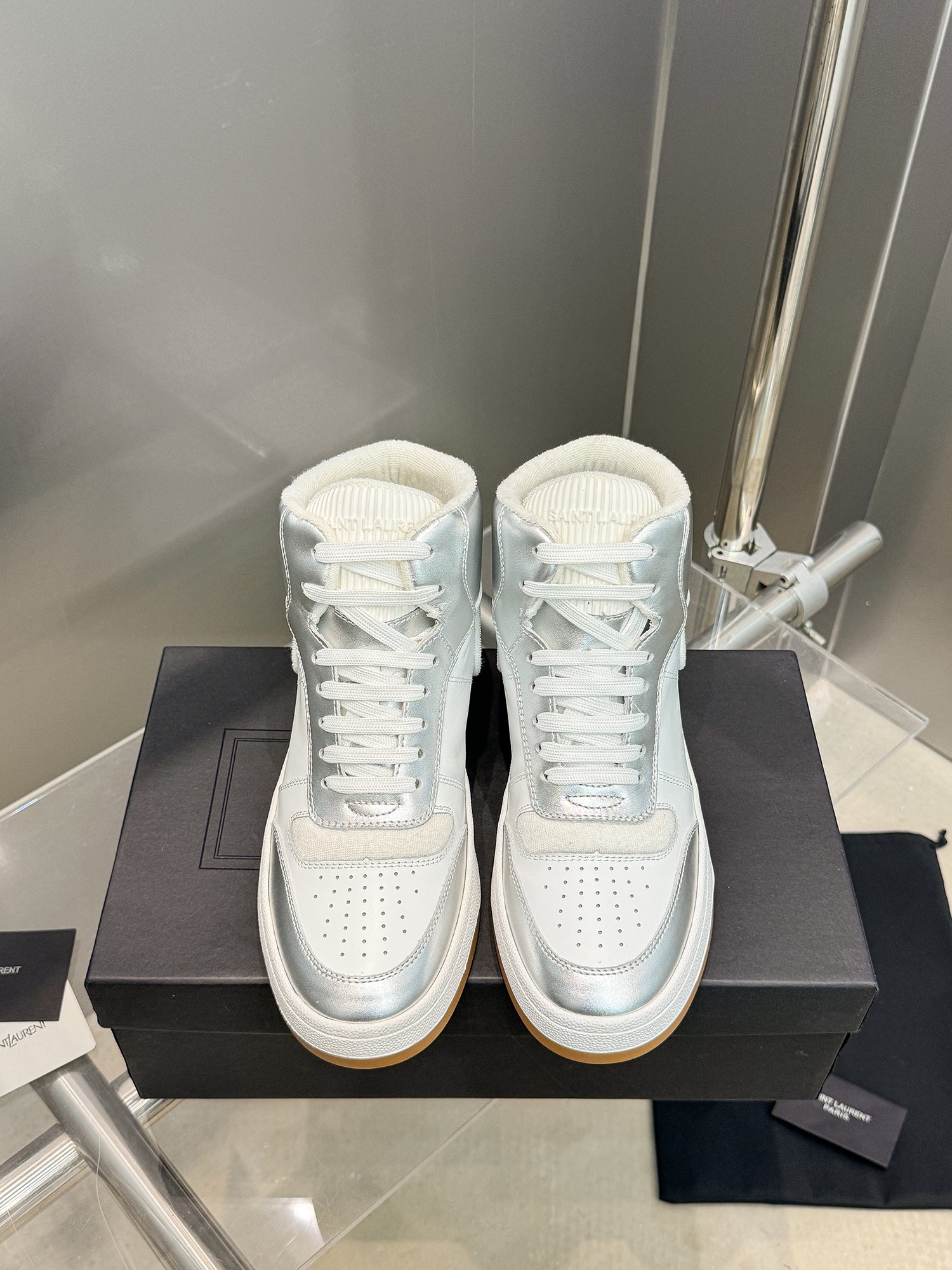 YSL Leather High Top Sneakers