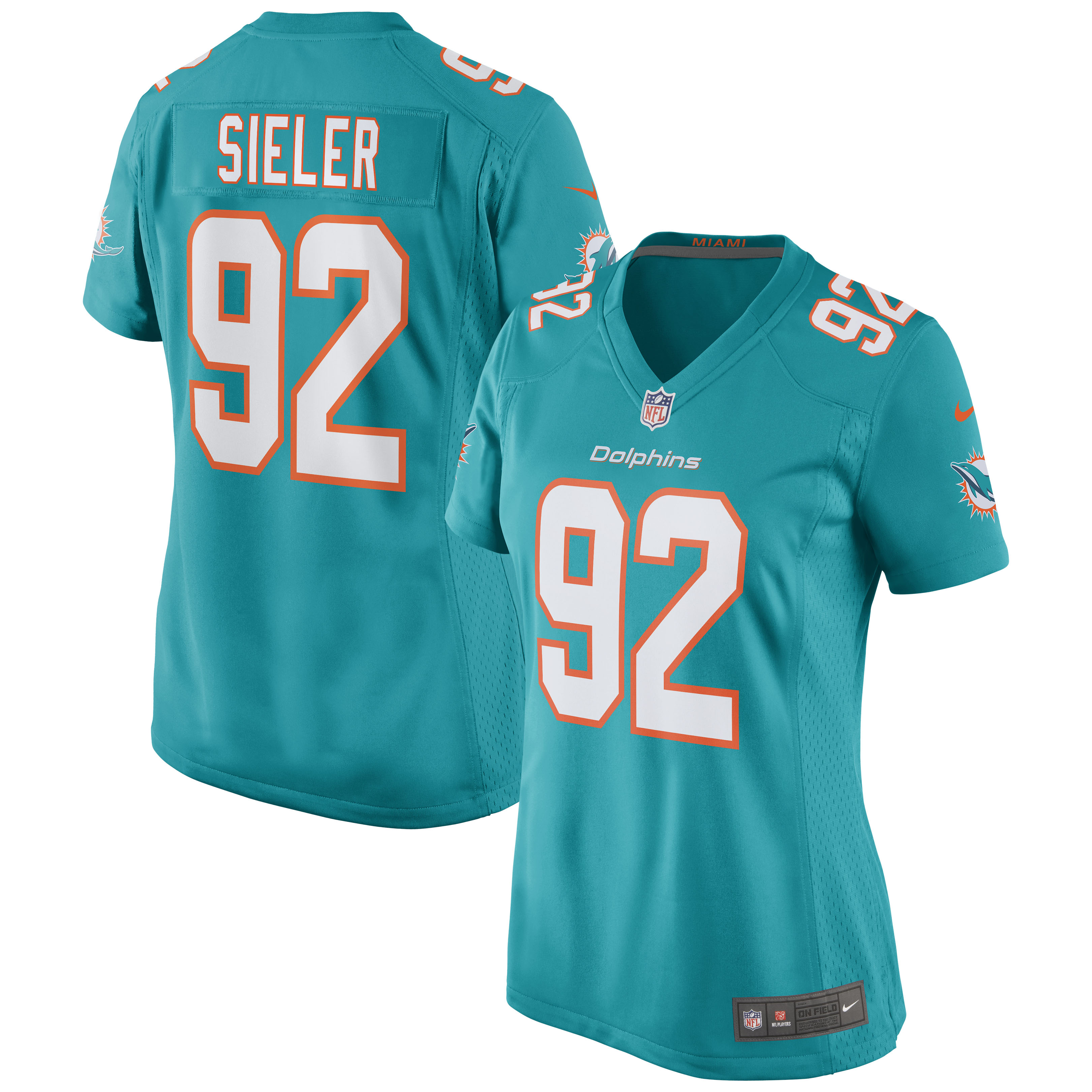 Zach Sieler Miami Dolphins Nike Women's Game Jersey - Aqua