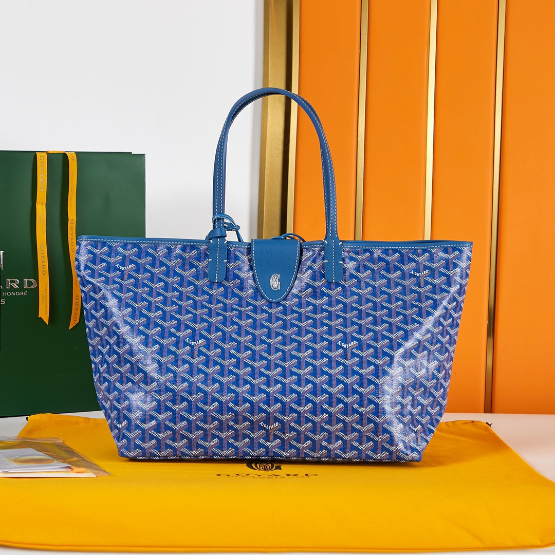 Goyard Saint Louis Pm 34Cm Blue Canvas Chevroches Calfskin
