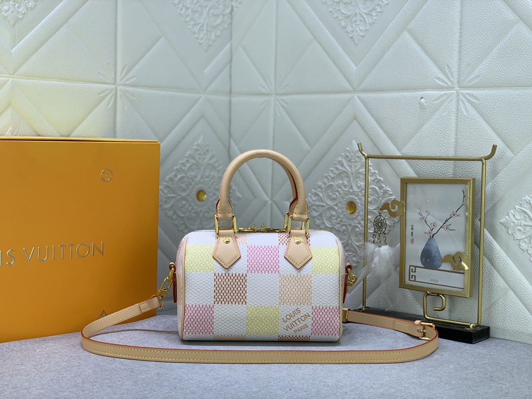Louis Vuitton Speedy Bandoulière Damier Canvas Peach 20Cm