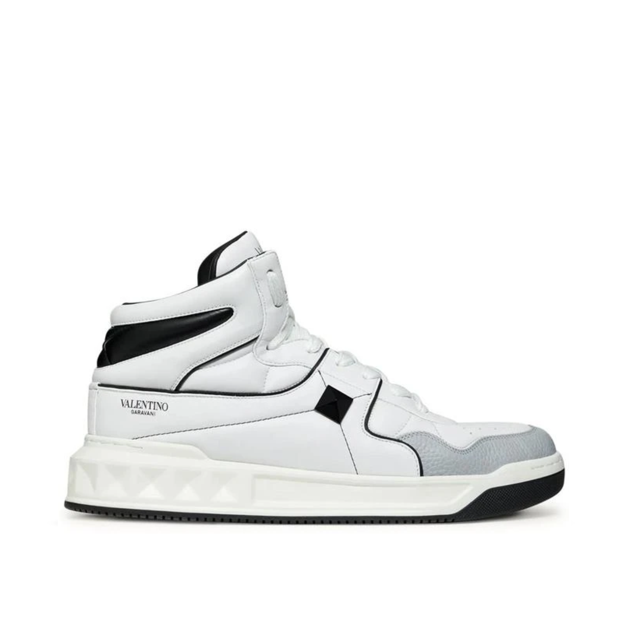 Valentino One Stud Mid-Top Calfskin Sneaker White Ys0E63Nwn 0N2