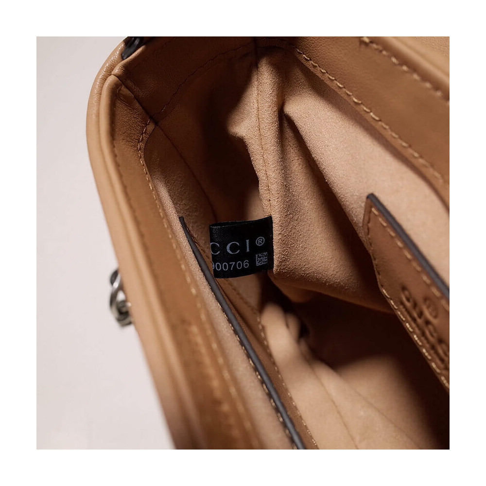 Gucci GG Marmont Rose Beige Matelasse Leather Mini Top Handle Bag