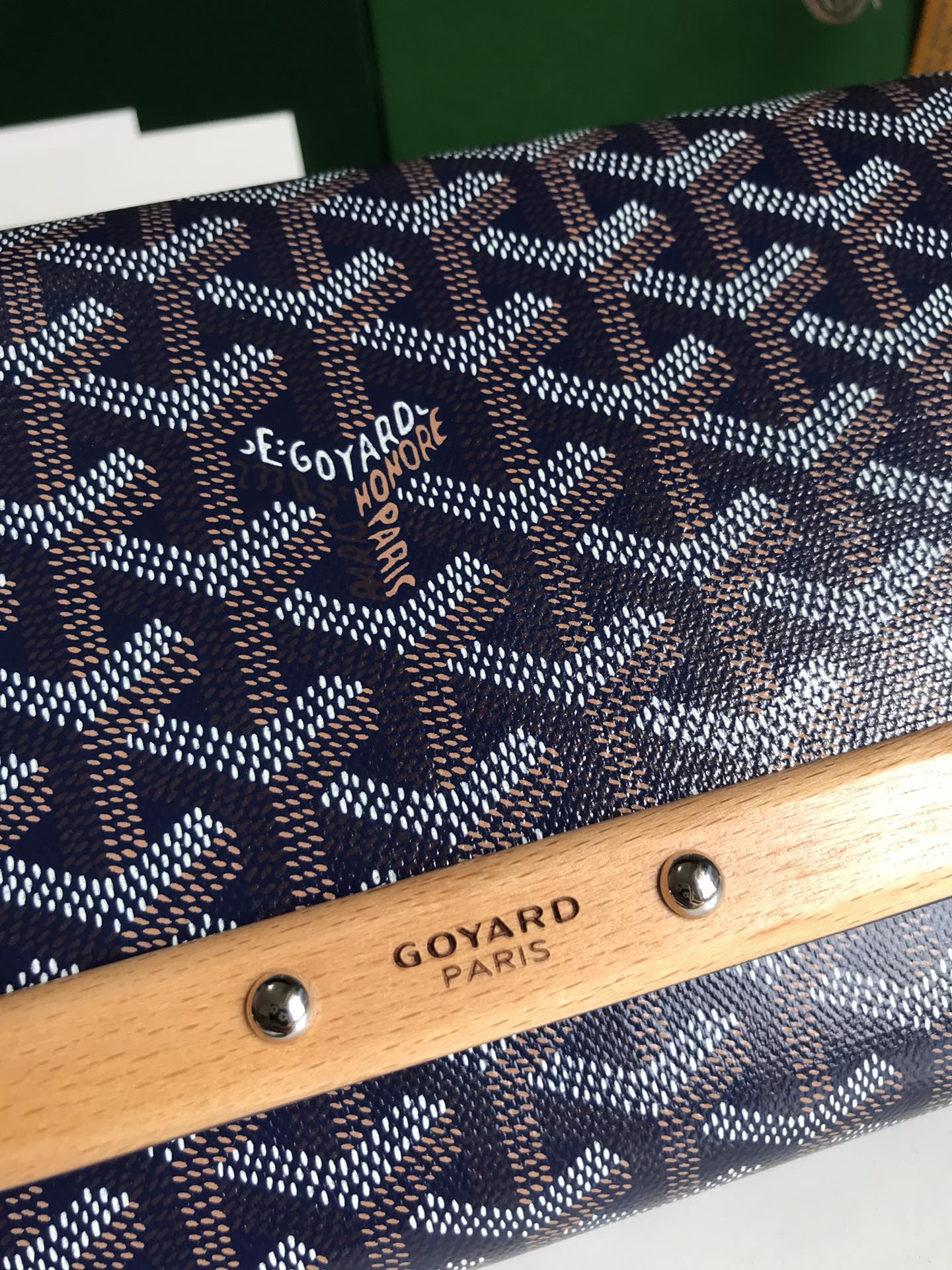 Goyard Monte-Carlo Pm Clutch 25 Cm Navy Blue Goyardine Canvas