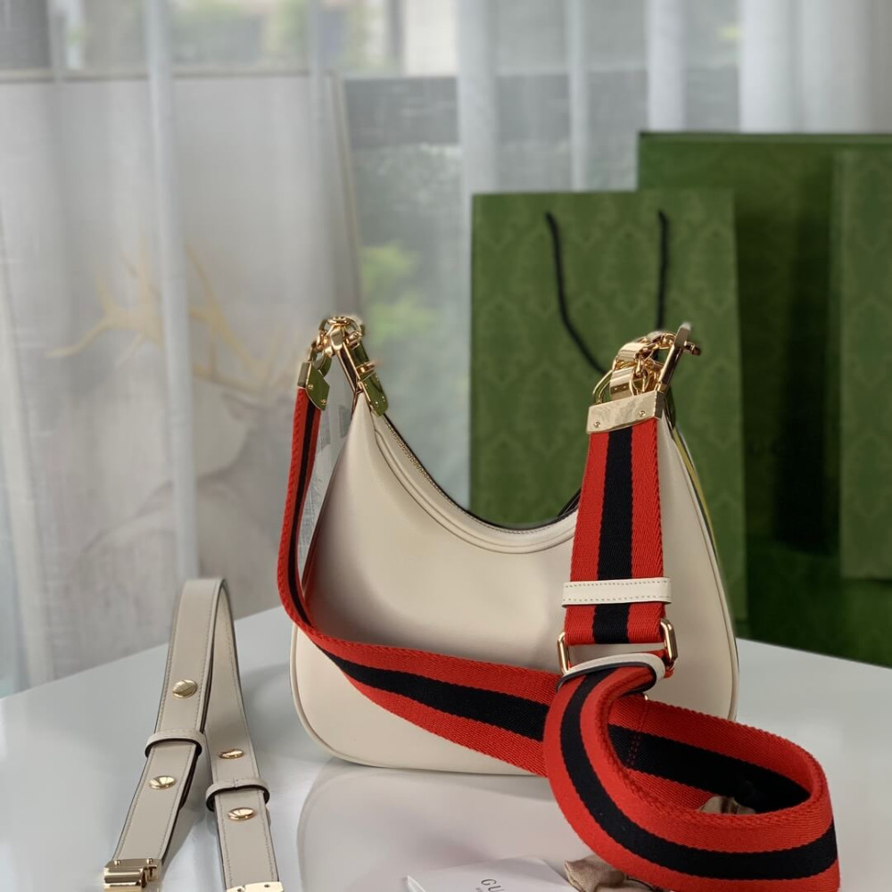 Gucci White Leather Attache Small Shoulder Bag