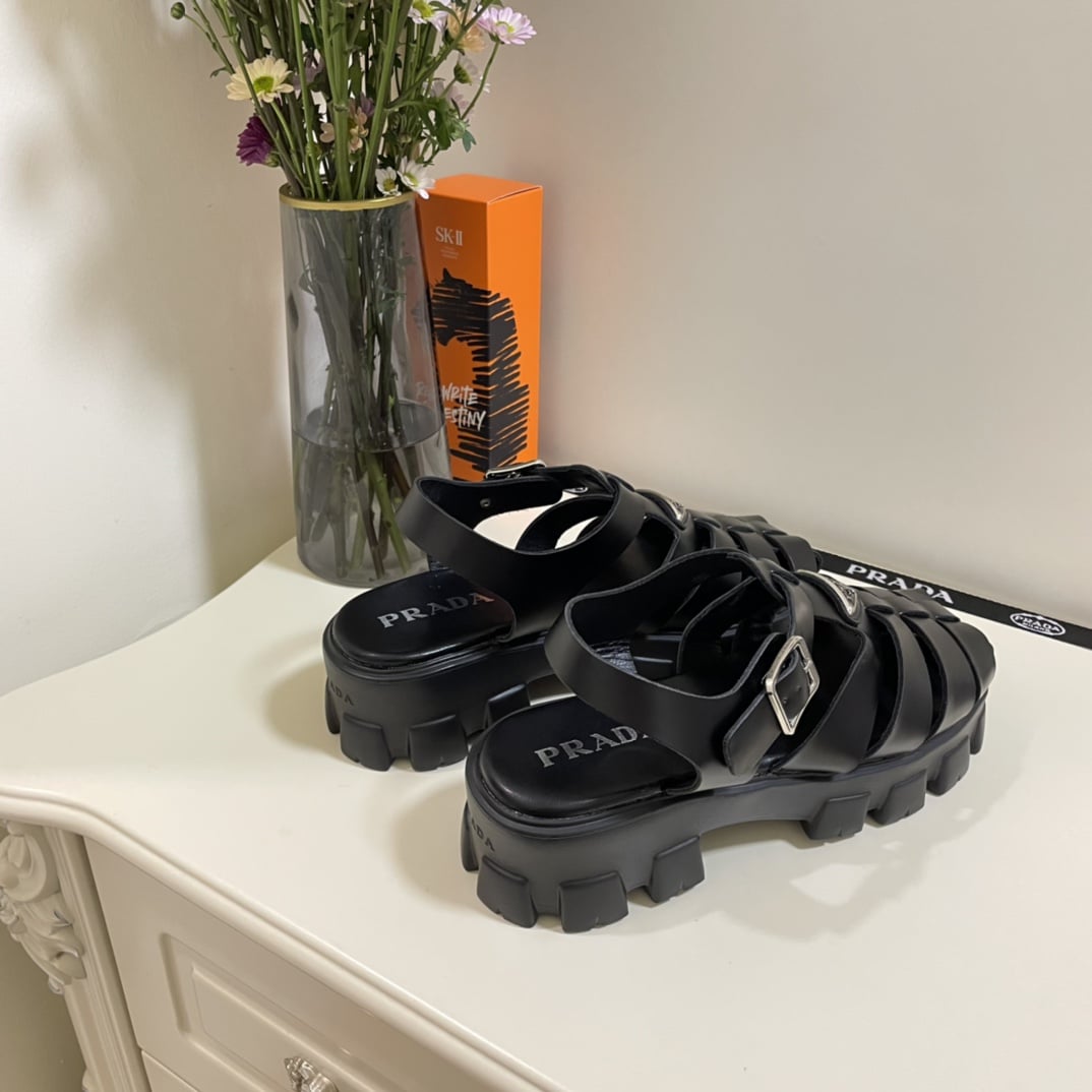 Prada Monolith Foam Rubber Sandals Black 1X853M 3Lkk F0002 F 055